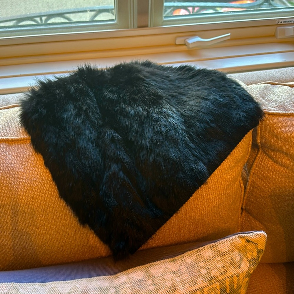 NWT Theory Scarfurra Black (fur neck wrap)